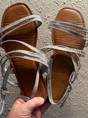 Girl’s Silver Strappy Flat Sandals